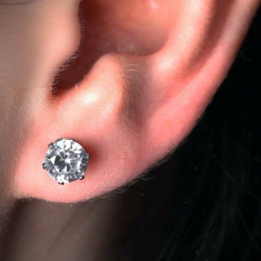 .6ct Cubic Zirconia Sterling Silver Plated Stud Earrings